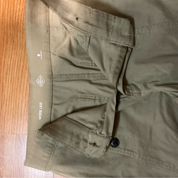 Khaki Wide-Leg Pants with Button Detail - Picture 4 of 8